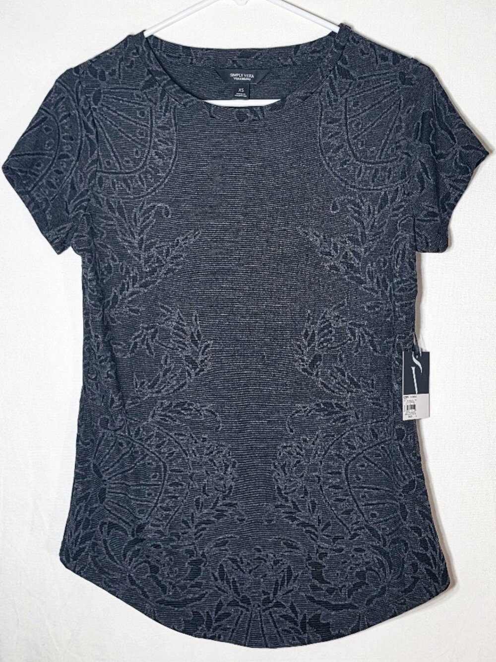 Vera Wang XS Small Floral Top New with Tags black sheer